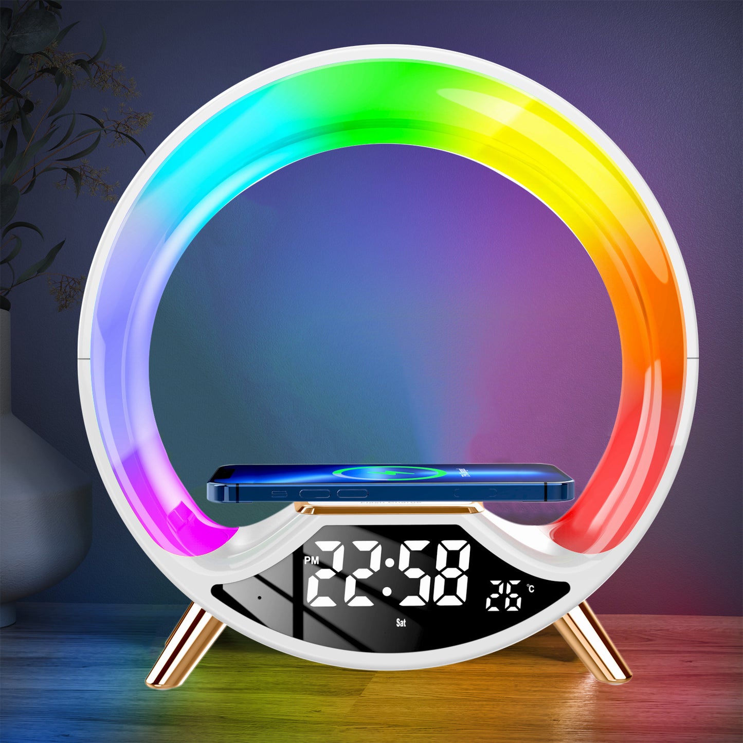 3-in-1 Wireless Charger with Bluetooth Speaker & Night Light